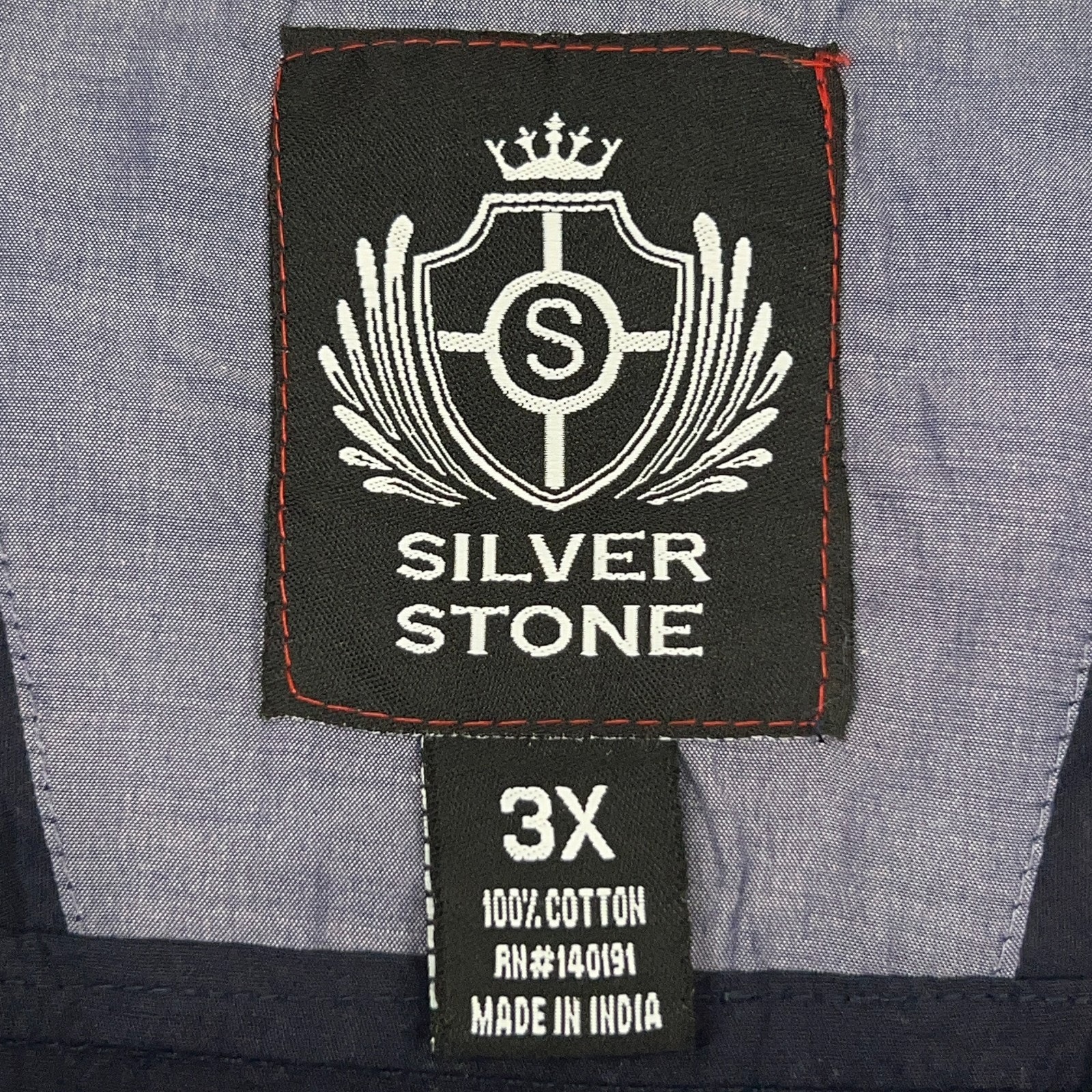 Silver Stone Shirt 3x 3xl Navy Blue Dot Pattern Button Front Roll Tab Sleeves — image 6 of 7